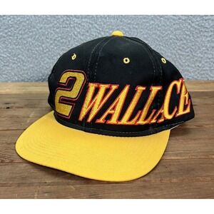 Vintage Nascar Hat Adult Black Yellow Snapback Cap Rusty Wallace 90s Y2K Skater